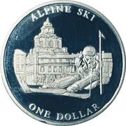1 Dollar - Elizabeth II Alpine Ski, Cook Islands, 2005 reverse image