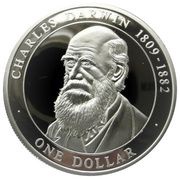 1 Dollar - Elizabeth II Charles Darwin, Cook Islands, 2005 reverse image