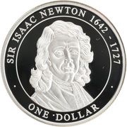 1 Dollar - Elizabeth II Sir Isaac Newton, Cook Islands, 2005 reverse image