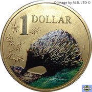 1 Dollar - Elizabeth II 4th Portrait - Land Series - Echidna, Australia, 2008 reverse image
