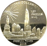 1 Dollar - Elizabeth II Freedom Tower, Cook Islands, 2006 reverse image