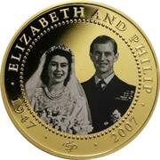 1 Dollar - Elizabeth II Diamond Wedding - Elizabeth II in wedding dress and Prince Philip in uniform, Cook Islands, 2007 reverse image