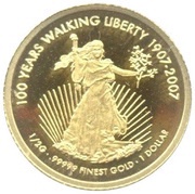 1 Dollar - Elizabeth II Walking Liberty, Cook Islands, 2007 reverse image