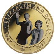 1 Dollar - Elizabeth II Diamond Wedding, Cook Islands, 2007 reverse image