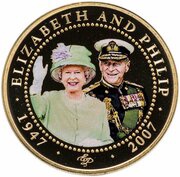 1 Dollar - Elizabeth II Diamond Wedding, Cook Islands, 2007 reverse image