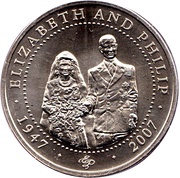 1 Dollar - Elizabeth II Diamond Wedding Anniversary, Cook Islands, 2007 reverse image