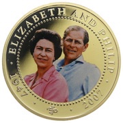 1 Dollar - Elizabeth II Queen Elizabeth II and Prince Philip in open necked shirts, Cook Islands, 2007 reverse image