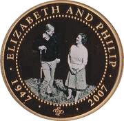 1 Dollar - Elizabeth II Queen Elizabeth in casual clothes and Prince Philip with crook, Cook Islands, 2007 reverse image