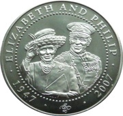 1 Dollar - Elizabeth II Queen Elizabeth waving and Duke of Edinburgh in uniform, Cook Islands, 2007 reverse image