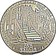 1 Dollar - Elizabeth II Nelson coming down stairs, Cook Islands, 2007 reverse image