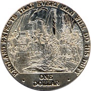 1 Dollar - Elizabeth II Nelson and Raising Flag, Cook Islands, 2007 reverse image