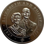 1 Dollar - Elizabeth II Diamond Wedding Anniversary, Cook Islands, 2007 reverse image