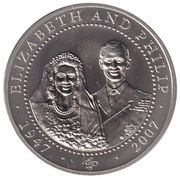 1 Dollar - Elizabeth II Diamond Wedding Anniversary, Cook Islands, 2007 reverse image