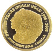 1 Dollar - Elizabeth II Indian Head, Cook Islands, 2008 reverse image