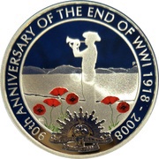 1 Dollar - Elizabeth II 4th Portrait - 90th Anniversary End of WWI, Australia, 2008 reverse image
