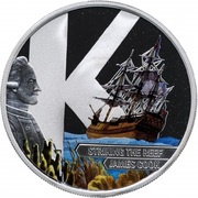 1 Dollar - Elizabeth II Striking the Reef, Cook Islands, 2009 reverse image