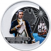 1 Dollar - Elizabeth II Captain James Cook, Cook Islands, 2009 reverse image