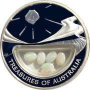 1 Dollar - Elizabeth II 4th Portrait - Treasures of Australia - Opals, Australia, 2008 reverse image
