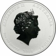 1 Dollar - Elizabeth II 4th Portrait - Year of the Mouse - Silver Bullion Coin obverse image