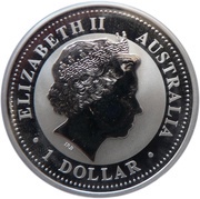 1 Dollar - Elizabeth II 4th Portrait - Australian Kookaburra - Silver Bullion Coin obverse image