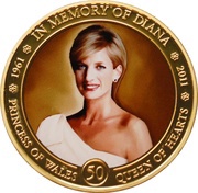 1 Dollar - Elizabeth II Princess Diana of Wales, Cook Islands, 2011 reverse image