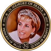 1 Dollar - Elizabeth II Princess Diana of Wales, Cook Islands, 2011 reverse image