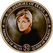 1 Dollar - Elizabeth II Princess Diana of Wales, Cook Islands, 2011 reverse image