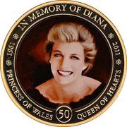 1 Dollar - Elizabeth II Princess Diana of Wales, Cook Islands, 2011 reverse image