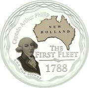 1 Dollar - Elizabeth II 4th Portrait - The First Fleet - Silver Proof, Australia, 2008 reverse image