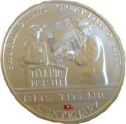 1 Dollar - Elizabeth II RMS Titanic Centenary - Shocking News, Cook Islands, 2012 reverse image