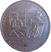 1 Dollar - Elizabeth II 100th Anniversary of the Titanic- Second Class, Cook Islands, 2012 reverse image