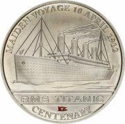 1 Dollar - Elizabeth II RMS Titanic Centenary - Maiden Voyage, Cook Islands, 2012 reverse image