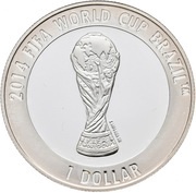 1 Dollar - Elizabeth II 2014 FIFA World Cup Brazil, Cook Islands, 2013 reverse image