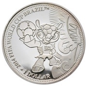 1 Dollar - Elizabeth II FIFA World Cup Brazil - Mascot, Cook Islands, 2013 reverse image