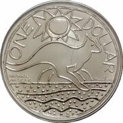 1 Dollar - Elizabeth II 4th Portrait - Silver Kangaroo; Ken Done, Australia, 2009 reverse image