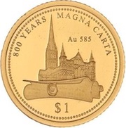 1 Dollar - Elizabeth II Magna Carta, Cook Islands, 2015 reverse image