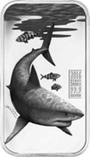 1 Dollar - Elizabeth II Great White Shark, Cook Islands, 2016 reverse image