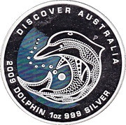 1 Dollar - Elizabeth II 4th Portrait - Dolphin Dreaming, Australia, 2009 reverse image