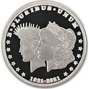 1 Dollar - Elizabeth II USA Double Liberty Dollar, Cook Islands, 2021 reverse image