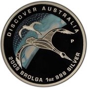 1 Dollar - Elizabeth II 4th Portrait - Brolga Dreaming, Australia, 2009 reverse image