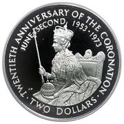 2 Dollars - Elizabeth II Coronation, Cook Islands, 1973 reverse image