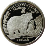 2 Dollars - Elizabeth II Yellowstone National Park, Cook Islands, 1996 reverse image