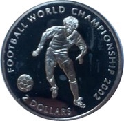 2 Dollars - Elizabeth II World Cup, Cook Islands, 2002 reverse image