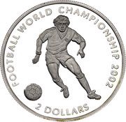 2 Dollars - Elizabeth II World Cup, Cook Islands, 2002 reverse image