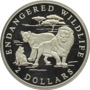 2 Dollars - Elizabeth II Lion's family, Cook Islands, 2002 reverse image