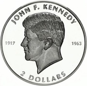 2 Dollars - Elizabeth II John F. Kennedy, Cook Islands, 2003 reverse image