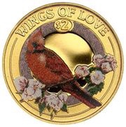 2 Dollars - Elizabeth II Wings of Love, Cook Islands, 2003 reverse image