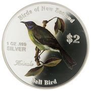 2 Dollars - Elizabeth II Bell Bird, Cook Islands, 2005 reverse image