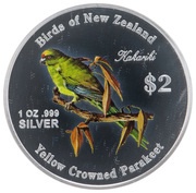 2 Dollars - Elizabeth II Yellow Crowned Parakeet, Cook Islands, 2005 reverse image