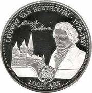 2 Dollars - Elizabeth II Ludwig van Beethoven, Cook Islands, 2014 reverse image